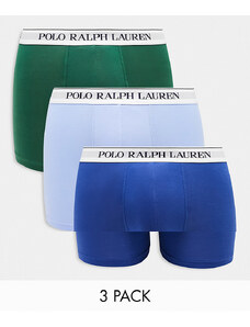 Polo Ralph Lauren - Confezione da 3 boxer aderenti blu navy, verdi e blu con fascia in vita con logo-Multicolore