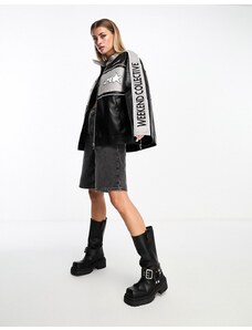 ASOS WEEKEND COLLECTIVE ASOS DESIGN Weekend Collective - Giacca stile motocross grigia in pelle sintetica-Grigio