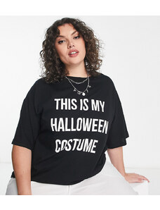 ASOS Curve ASOS DESIGN Curve - T-shirt oversize nera con stampa "This Is My halloween Costume"-Nero