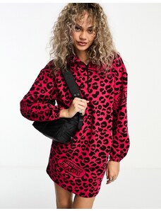 Love Moschino - Vestito felpa con stampa rossa leopardata-Multicolore