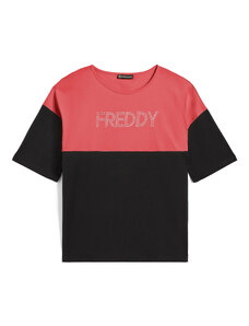 Freddy T-shirt con spalle in contrasto colore e stampa argento