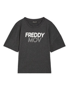 Freddy T-shirt mélange comfort fit corta con stampa a contrasto