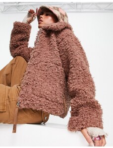 UGG - Maeve - Giacca in pile con zip color castagna-Marrone