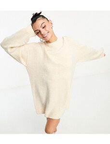 Weekday - Eloise - Vestito maglia corto oversize in lana bianco sporco mélange - In esclusiva per ASOS