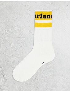 Dr Martens - Athletic - Calzini bianchi e gialli con logo-Bianco