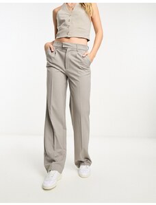 Pull&Bear - Pantaloni sartoriali color pietra a vita alta-Bianco