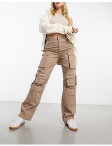 Bershka - Pantaloni cargo multitasche color sabbia-Neutro