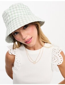 SVNX - Cappello da pescatore a quadretti verde e bianco
