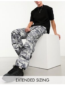 ASOS DESIGN - Pantaloni a fondo ampio grigi con stampa mimetica-Grigio