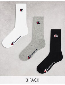 Champion - Confezione da 3 calzini al polpaccio neri, bianchi e grigi-Multicolore