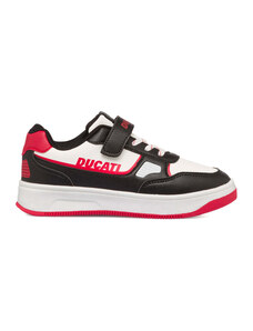 Sneakers bianche da bambino con dettagli rossi e neri Ducati Valencia 4 Ps