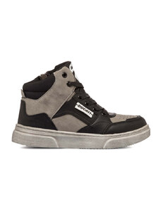 Sneakers alte grigie e nere da bambino con zip Ducati
