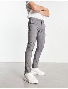 New Look - Pantaloni eleganti skinny grigio scuro a quadri