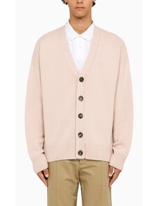 Ami Paris Cardigan rosa cipria in lana e cashmere