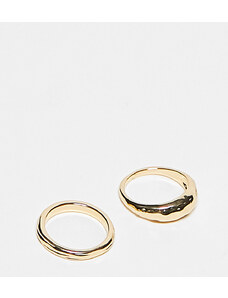 DesignB London - Confezione da 2 anelli a fascia color oro