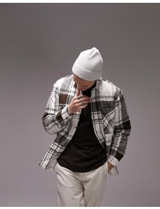 Topman - Giacca a maniche lunghe vestibilità classica color crema trapuntata a quadri-Bianco