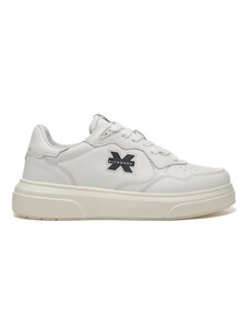John Richmond sneakers action leather in vera pelle bianca con patch logo laterale