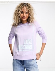 Love Moschino - Felpa lilla con riquadro con logo-Viola