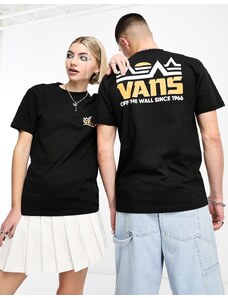 Vans - T-shirt unisex nera con stampa sul retro di montagna-Nero