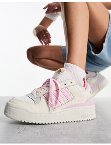 adidas Originals - Forum Bold - Sneakers a righe rosa e color crema-Bianco