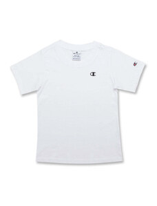 T-shirt bianca da bambina con logo nero sul petto Champion