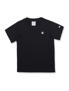 T-shirt nera da bambina con logo bianco sul petto Champion