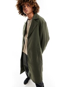ASOS DESIGN - Cappotto oversize in misto lana verde