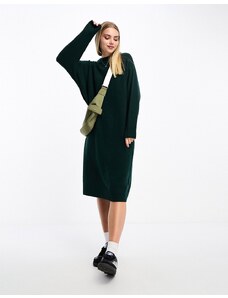 Monki - Vestito midi a maniche lunghe in maglia verde bosco