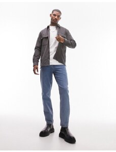 Topman - Camicia giacca a maniche lunghe vestibilità classica color antracite in velluto a coste-Grigio