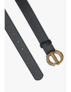 Black Women's Leather Belt with Gold Buckle Estro ER00113356