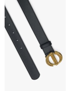 Black Women's Leather Belt with Gold Buckle Estro ER00113358