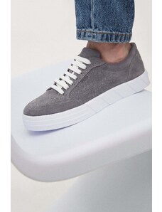 Men's Grey Genuine Velour Sneakers for Fall Estro ER00112842