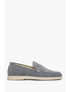 Men's Grey Velour Loafers for Spring Estro ER00112920
