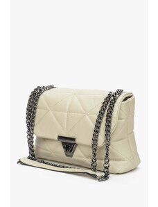 Small Women's Light Beige Leather Handbag Estro ER00108874