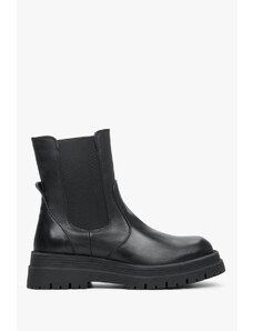 Women's Black Chelsea Boots made of Genuine Leather Estro ER00111796