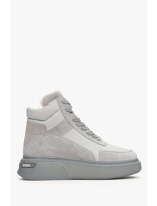 Women's Grey Suede High-top Winter Sneakers ES8 ER00112331