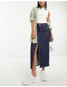 & Other Stories - Gonna lunga in denim blu rinse wash con spacco