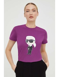 Karl Lagerfeld t-shirt in cotone donna colore violetto