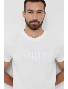 Gant t-shirt in cotone uomo colore bianco con applicazione