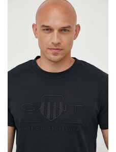 Gant t-shirt in cotone uomo colore nero con applicazione