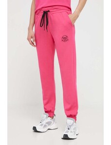 Pinko pantaloni da jogging in cotone colore rosa con applicazione