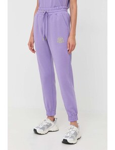 Pinko pantaloni da jogging in cotone colore violetto con applicazione