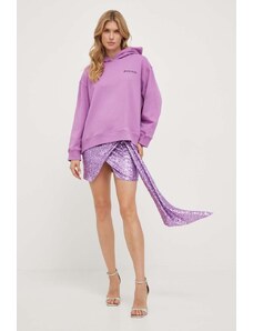 Pinko felpa in cotone donna colore violetto con cappuccio