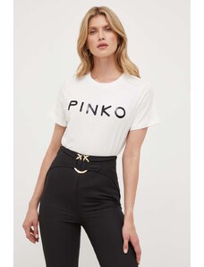 Pinko t-shirt in cotone colore beige