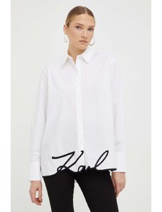 Karl Lagerfeld camicia in cotone donna colore bianco