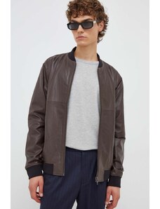 Bruuns Bazaar giacca in pelle stile bomber uomo
