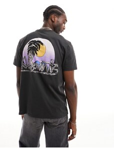 AllSaints - Chroma - T-shirt nero slavato con stampa sul retro