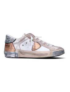 PHILIPPE MODEL Sneaker donna bianca/rosa/argento in pelle SNEAKERS