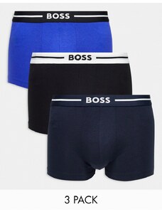 BOSS Bodywear - Confezione da 3 boxer aderenti neri, blu e blu navy-Multicolore