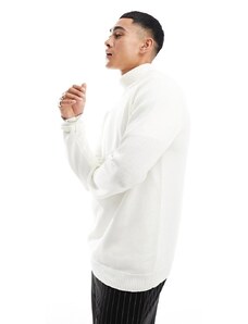 ASOS DESIGN - Dolcevita bianco in maglia di cotone di media pesantezza